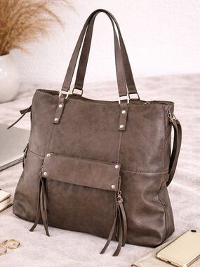Kooba Everett Taupe Leather Shoulder bag Work tote